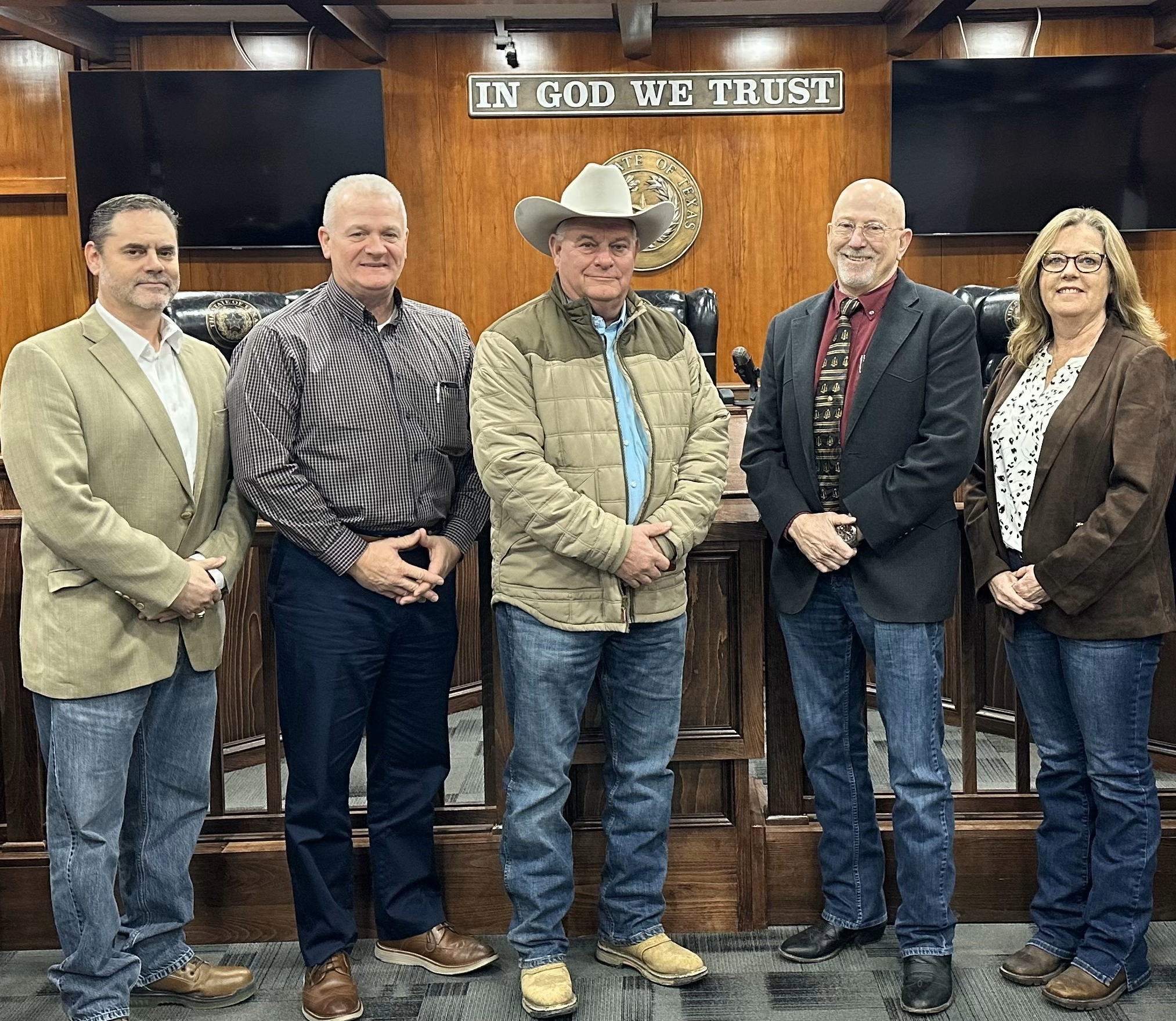 Hardin County JP 1, 2, 3, 4, and 5 standing in court room